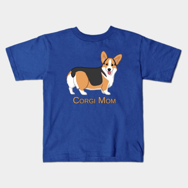 Cute Red Tricolor Pembroke Corgi Dog Mom Kids T-Shirt by csforest